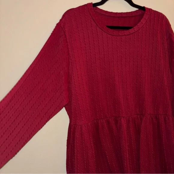 Aislinn Clothing Women’s Burgundy Textured A-Line Long-sleeve Dress Size 3X - Picture 4 of 7